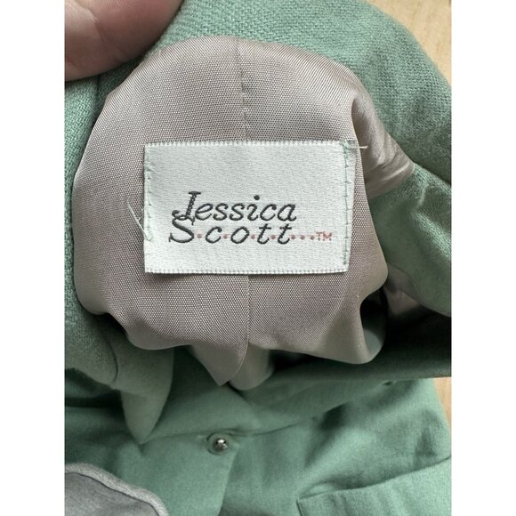 VTG Jessica Scott Emporium 80’s Career Teal Wool Blazer Plaid Pencil Skirt 10 12 - Picture 3 of 12